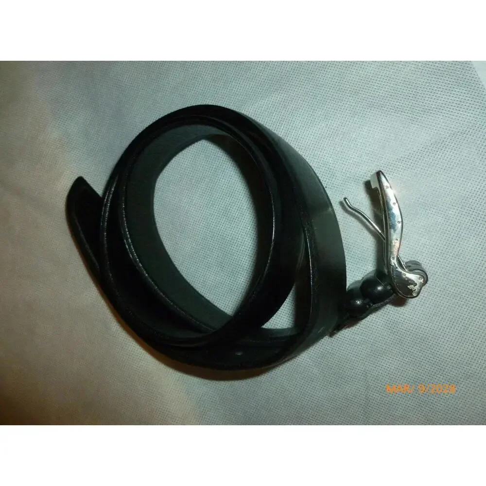 Vintage‎ CLAUDIO ORCIANI Belt Black Silver Buckle Made Italy Sz 32